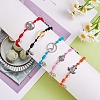 Natural Cowrie Shell & Tree & Turtle & Wave Link Bracelets Set BJEW-SW00030-4