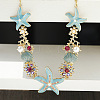 Summer Beach Alloy Enamel & Rhinestone Bib Necklaces NJEW-Z052-01G-1