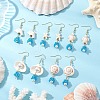 5Pair Shell Glass Dangle Earrings EJEW-MZ00424-1