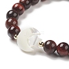 Dyed & Heated Natural Red Tiger Eye & Synthetic Hematite Stretch Bracelet BJEW-M236-01P-3