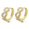 Brass Clear Cubic Zirconia Hoop Earrings EJEW-M047-25G-4