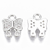 Brass Micro Pave Clear Cubic Zirconia Charms KK-R126-003P-NF-1