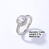 Flat Round Platinum Brass Adjustable Ring with Cubic Zirconia EG7863-20-1