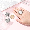 Vintage Adjustable Iron Flower Finger Ring Components Alloy Cabochon Bezel Settings PALLOY-O036-03AS-2