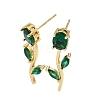 Brass Micro Pave Cubic Zirconia Stud Earrings KK-CBA8324-20G-02-4
