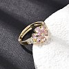 Brass Micro Pave Cubic Zirconia Cuff Open Rings CU-CBA5C10-03G-2