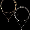 2 Sets 2 Colors Alloy Crystal Rhinestone Star Link Chain Necklace Sets NJEW-SC0001-54-1