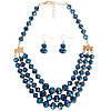 Glass Rondelle Beaded Multilayer Necklaces & Dangle Earrings Set for Women WG36B17-01-2