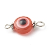 Flat Round Evil Eye Resin Connector Charms PALLOY-JF01799-02-6