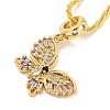 Rack Plating Brass Pave Colorful Cubic Zirconia Butterfly Pendant Necklaces NJEW-A031-04G-2