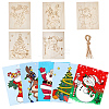 10Pcs Christmas Unfinished Blank Wood Pendants Set for Painting Arts WOOD-SP0001-79C-7
