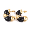 C-Shaped Brass Enamel Stud Earrings for Women EJEW-G391-19G-02-2