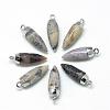 Natural Flower Agate Pointed Pendants G-Q495-06P-1
