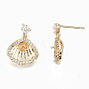 Hollow Brass Micro Pave Clear Cubic Zirconia Earring Findings KK-S356-131G-NF-2