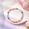 Rondelle Dyed Natural Freshwater Shell Beaded Stretch Bracelets for Women BJEW-JB10928-2