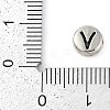 925 Sterling Silver Flat Round with Letter Beads STER-G044-01AS-V-3