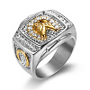304 Stainless Steel Micro Pave Clear Cubic Zirconia Finger Rings for Men FS-WGEF432-09-1