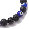 8mm Round Natural Black Onyx(Dyed & Heated) & Lava Rock & Evil Eye Handmade Lampwork Beaded Stretch Bracelets for Women Men BJEW-TA00518-4