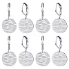 4 Pairs Brass Textured Flat Round Leverback Earrings EJEW-HS0001-22P-1