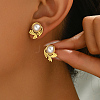 Elegant Stainless Steel Imitation Pearl Stud Earrings VF4299-9-1