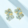 Bowknot Brass Stud Earrings EJEW-Z156-01G-1