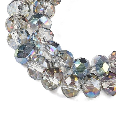 Half Rainbow Plated Faceted Rondelle Glass Beads Strands GLAA-A024E-HR01-1