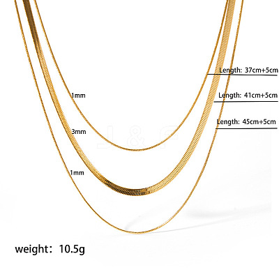 Fashion 304 Stainless Steel 3 Layered Snake Chain Necklaces for Women GS2900-1-1