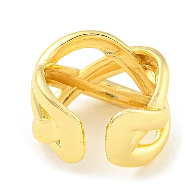 Rack Plating Brass Criss Cross Open Cuff Rings X-RJEW-Q784-10G-1