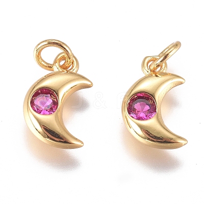 Brass Micro Pave Cubic Zirconia Charms ZIRC-G168-56G-1