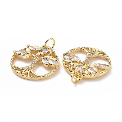 Brass Cubic Zirconia Pendants ZIRC-I062-15G-1