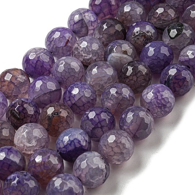 Faceted Natural Dragon Veins Agate Beads Strands X-G-F447-12mm-L04-1