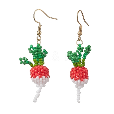 304 Stainless Steel Glass Seed Beads Carrot Dangle Earrings EJEW-MZ00579-02-1