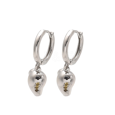 Brass Cubic Zirconia Hoop Earrings EJEW-Q015-01P-F-1