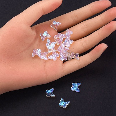 Transparent Spray Painted Glass Charms GLAA-YW0003-14-1