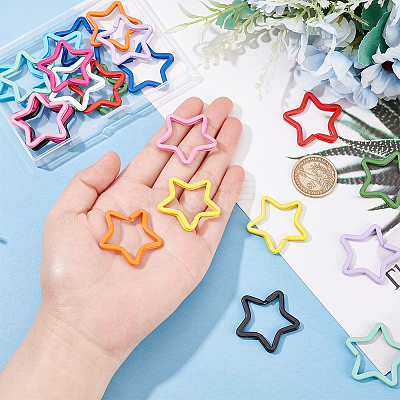 24Pcs 12 Colors Spray-painted Iron Keychain Clasps IFIN-BC0001-16-1