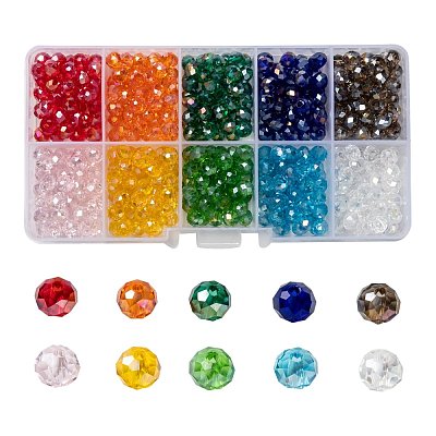 10 Colors Electroplate Glass Beads EGLA-X0006-01B-6mm-1