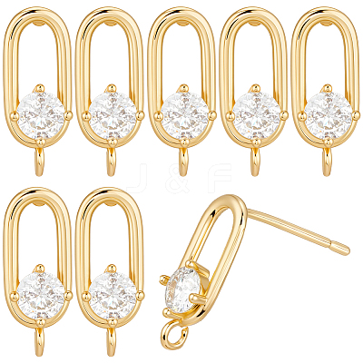 20Pcs Brass Pave Clear Cubic Zirconia Stud Earring Findings KK-BBC0023-21-1