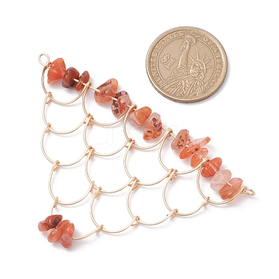 Natural Mixed Gemstone Chip Copper Wire Wrapped Connector Charms PALLOY-JF03030-1