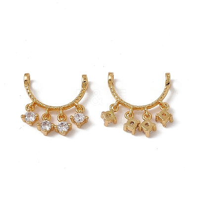 Rack Plating Brass Pave Clear Cubic Zirconia Connector Charms KK-C007-32G-1