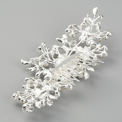 Bridal Flower Pearl Rhinestone Alloy Hair Combs MRMJ-WH0077-061S-1