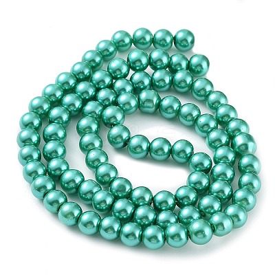 Baking Paint Pearlized Glass Pearl Round Bead Strands X-HY-Q330-8mm-29-1