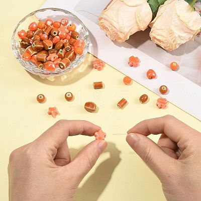 68Pcs 12 Styles Handmade Porcelain Beads PORC-FS0001-55-1