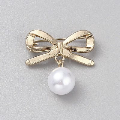 ABS Plastic Bead Zinc Alloy Brooches JEWB-WH0021-78B-G-1