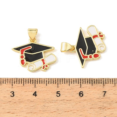 Graduation Season Brass Enamel Pendants KK-CBAF2EC-03G-A-1