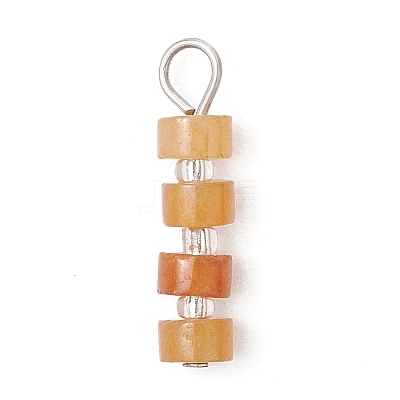 7Pcs 7 Styles Natural Mixed Gemstone Disc Heishi Beaded Pendants PALLOY-JF04151-02-1