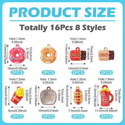 16Pcs 8 Styles Baking Paint Alloy Pendants FIND-TA0009-64-1
