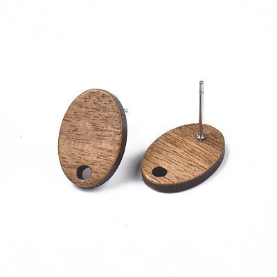 Walnut Wood Stud Earring Findings MAK-N033-006-1