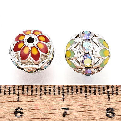 Round Brass Enamel Beads KK-Q080-01B-S-1