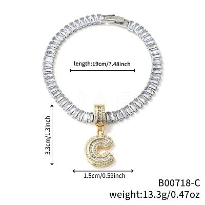 Fashionable Brass Micro Pave Clear Cubic Zirconia Charm Bracelets AF9298-3-1