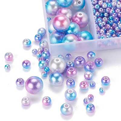 497Pcs 5 Style Rainbow ABS Plastic Imitation Pearl Beads OACR-YW0001-07C-1